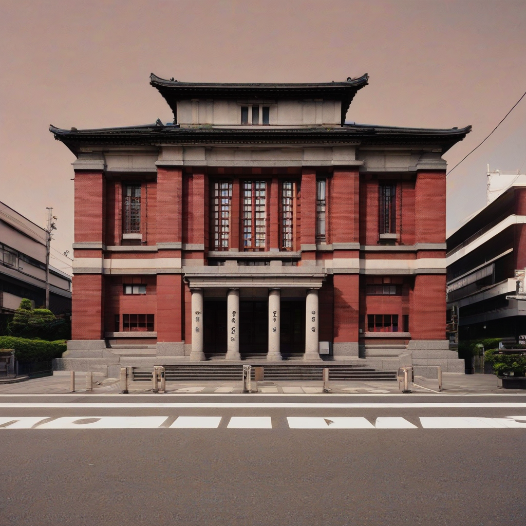 old japanese bank kyoto branch front red brick by मुफ्त एआई छवि जनरेटर - बिना लॉगिन के✨ | AIGAZOU