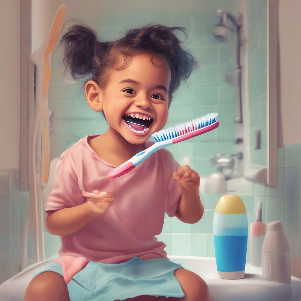 a child brushing the teeth inside the big tooth by मुफ्त एआई छवि जनरेटर - बिना लॉगिन के✨ | AIGAZOU