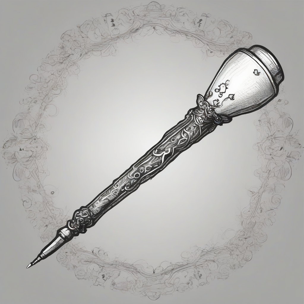 black and white pen style magic wand by Générateur d'images par IA gratuit - Aucune connexion nécessaire✨ | AIGAZOU