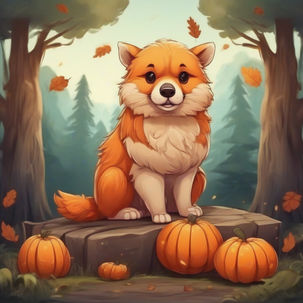 a cute animal with a beautiful pumpkin and forest background by मुफ्त एआई छवि जनरेटर - बिना लॉगिन के✨ | AIGAZOU