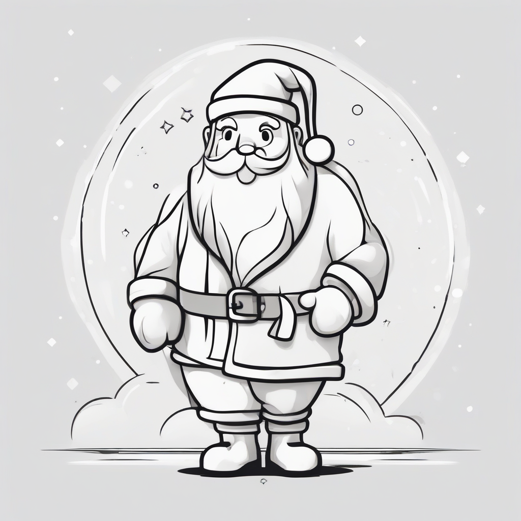 minimalist line art t shirt design santa claus white boots belt simple lines monochrome vector outline white background black lines by मुफ्त एआई छवि जनरेटर - बिना लॉगिन के✨ | AIGAZOU