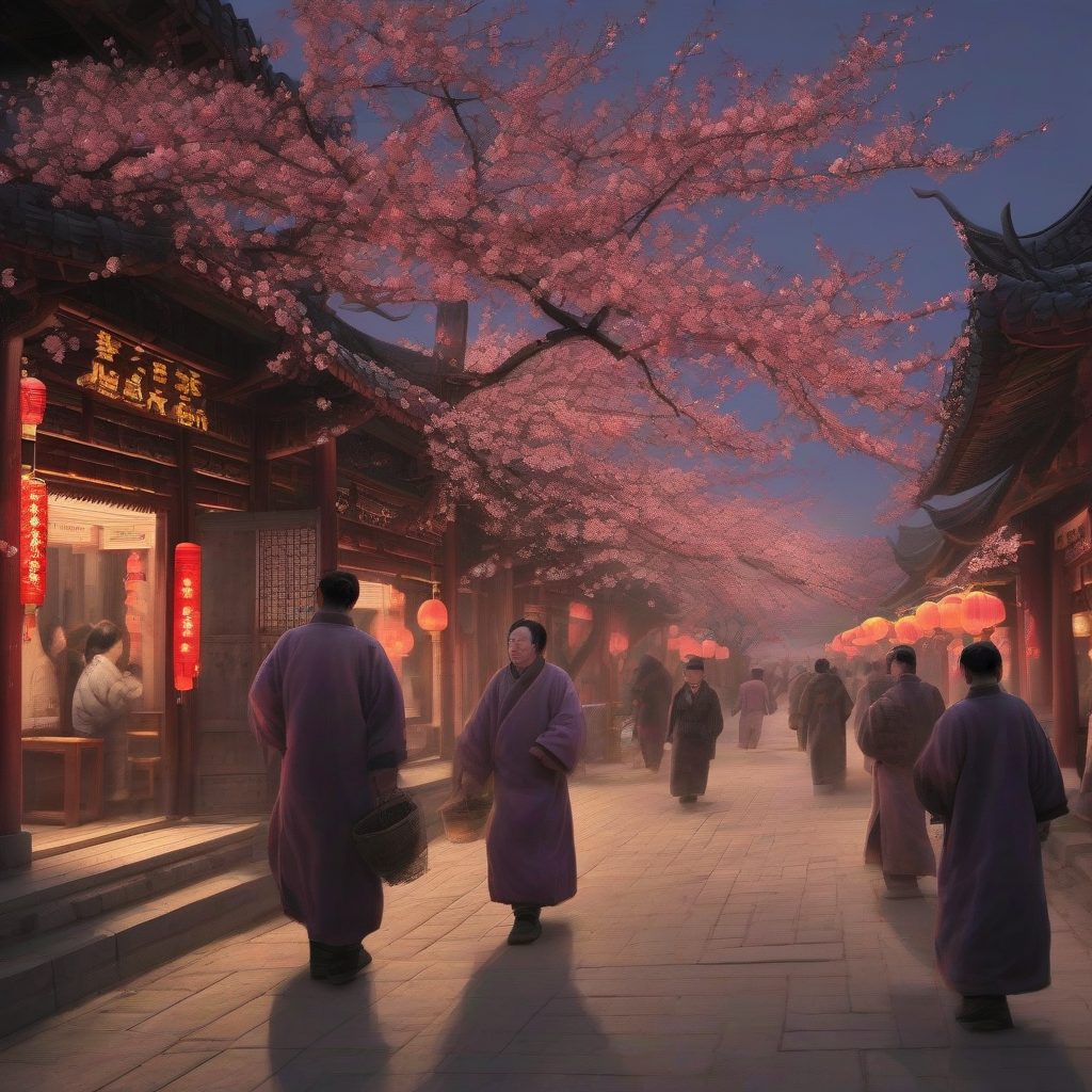 tang dynasty luoyang night peach plum blossoms by मुफ्त एआई छवि जनरेटर - बिना लॉगिन के✨ | AIGAZOU