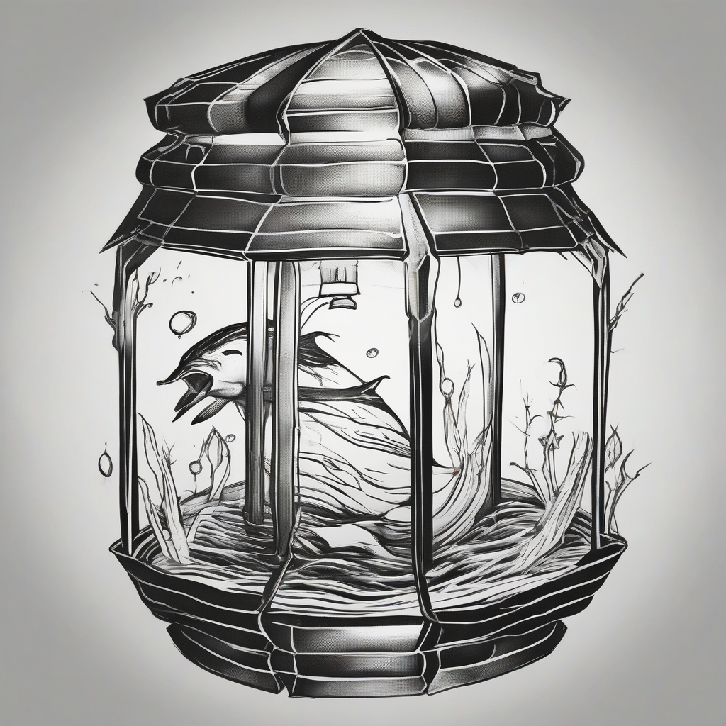 black and white pen drawing style lantern inside gengoro swimming by मुफ्त एआई छवि जनरेटर - बिना लॉगिन के✨ | AIGAZOU