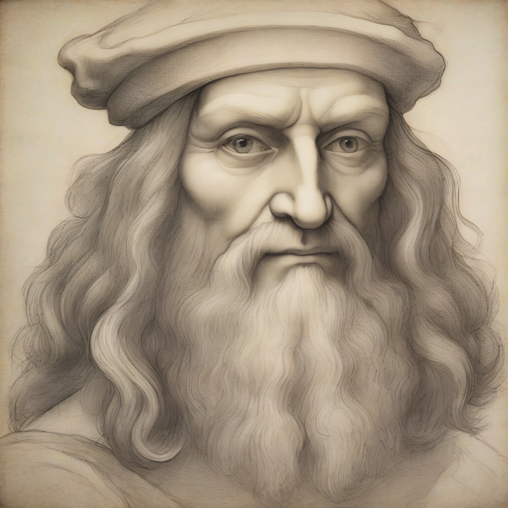 leonardo da vinci self portrait illustration pastel colors by मुफ्त एआई छवि जनरेटर - बिना लॉगिन के✨ | AIGAZOU