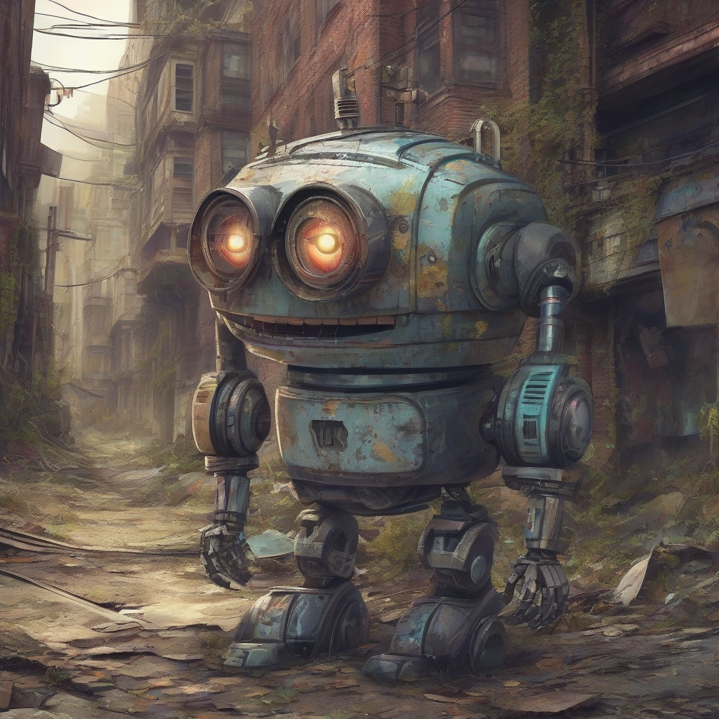 abandoned world detective robot cool by KI-Bildgenerator kostenlos - Ohne Anmeldung✨ | AIGAZOU