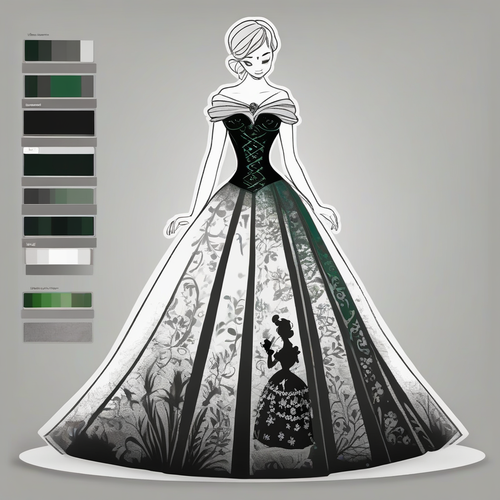 disney anna dress silhouette colored top black bottom dark green by मुफ्त एआई छवि जनरेटर - बिना लॉगिन के✨ | AIGAZOU