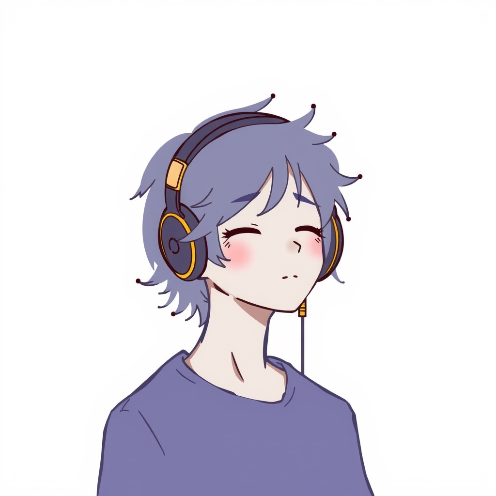 a person wearing headphones drawn super cute by मुफ्त एआई छवि जनरेटर - बिना लॉगिन के✨ | AIGAZOU