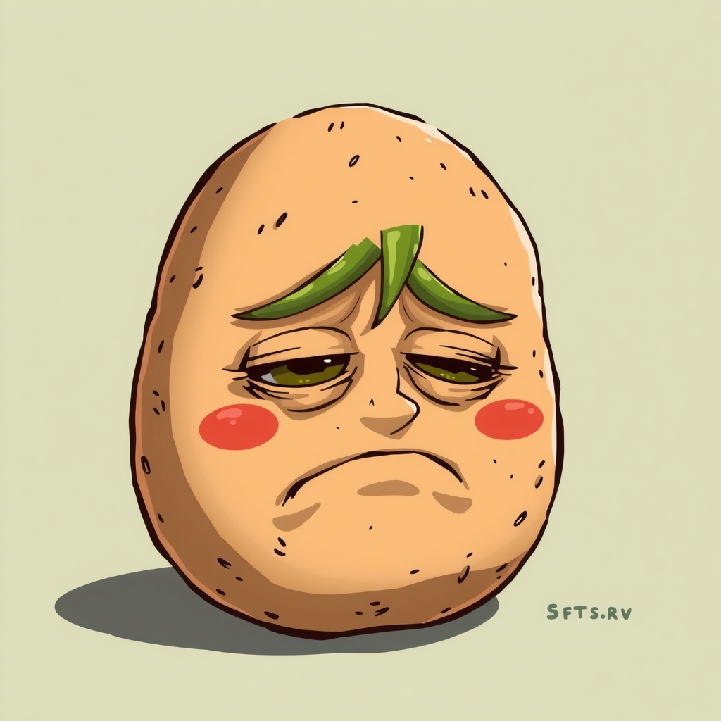 a disappointed potato with green hair by मुफ्त एआई छवि जनरेटर - बिना लॉगिन के✨ | AIGAZOU