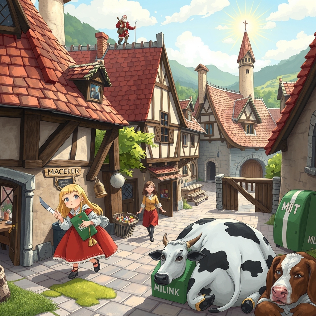 medieval european town in another world with various characters by मुफ्त एआई छवि जनरेटर - बिना लॉगिन के✨ | AIGAZOU