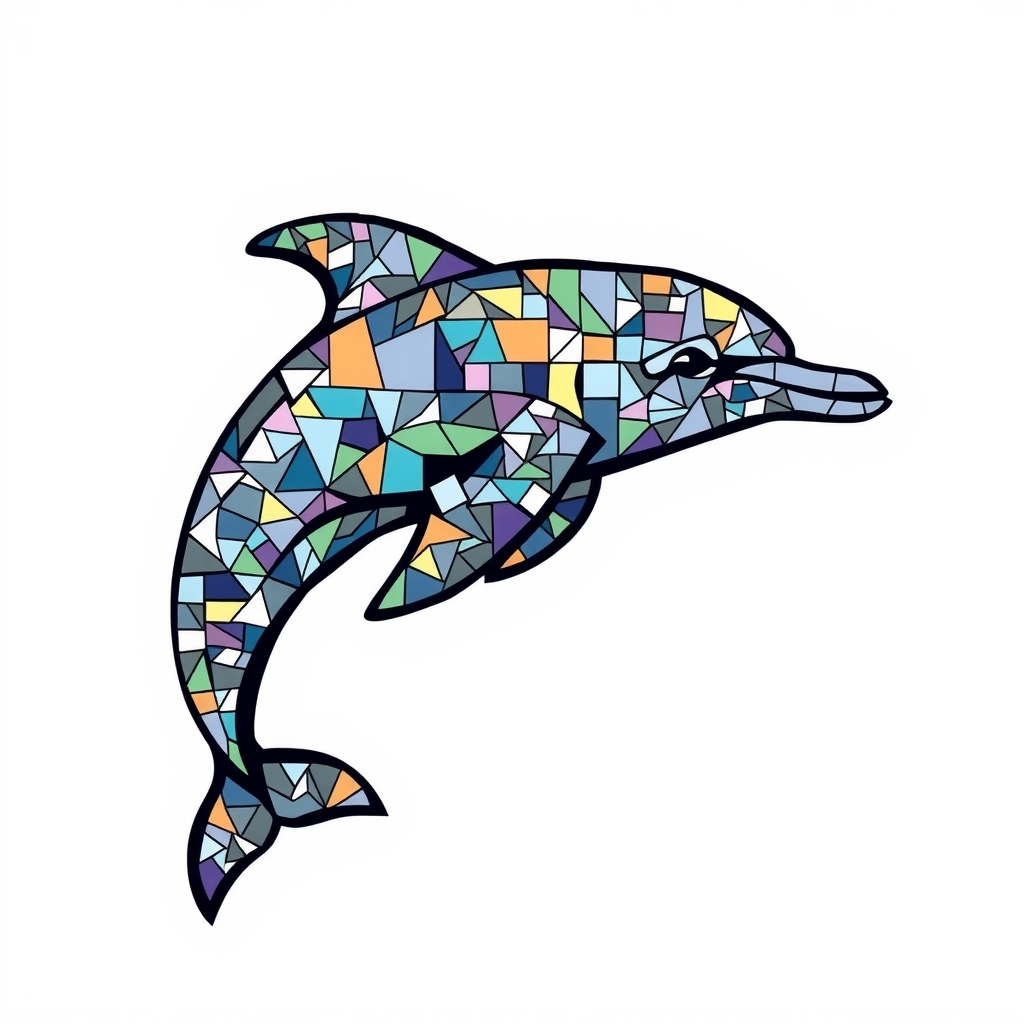 mosaic dolphin white background dolphin head right outline only by मुफ्त एआई छवि जनरेटर - बिना लॉगिन के✨ | AIGAZOU