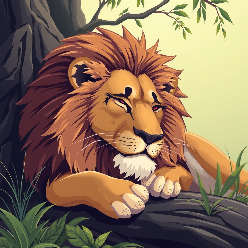 resting lion by मुफ्त एआई छवि जनरेटर - बिना लॉगिन के✨ | AIGAZOU