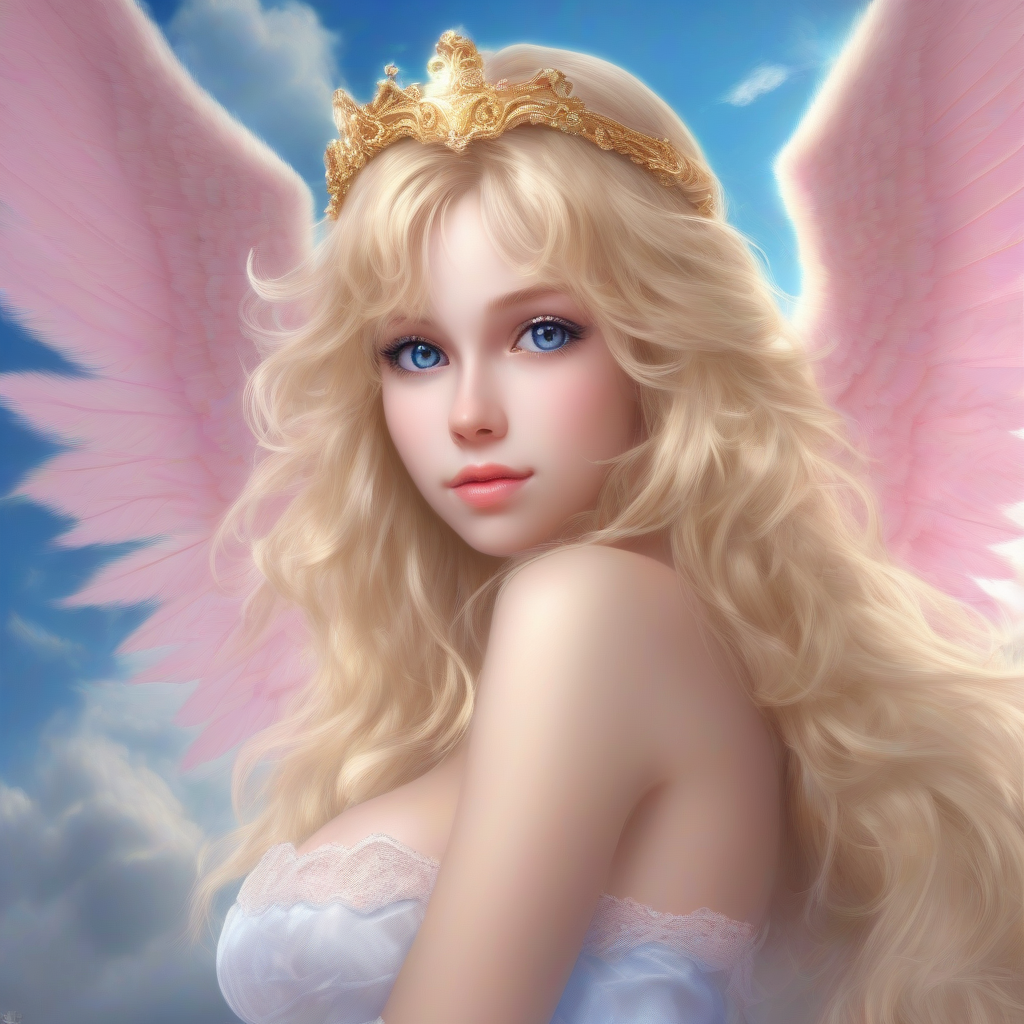 angelic young woman with long hair and golden tiara by मुफ्त एआई छवि जनरेटर - बिना लॉगिन के✨ | AIGAZOU