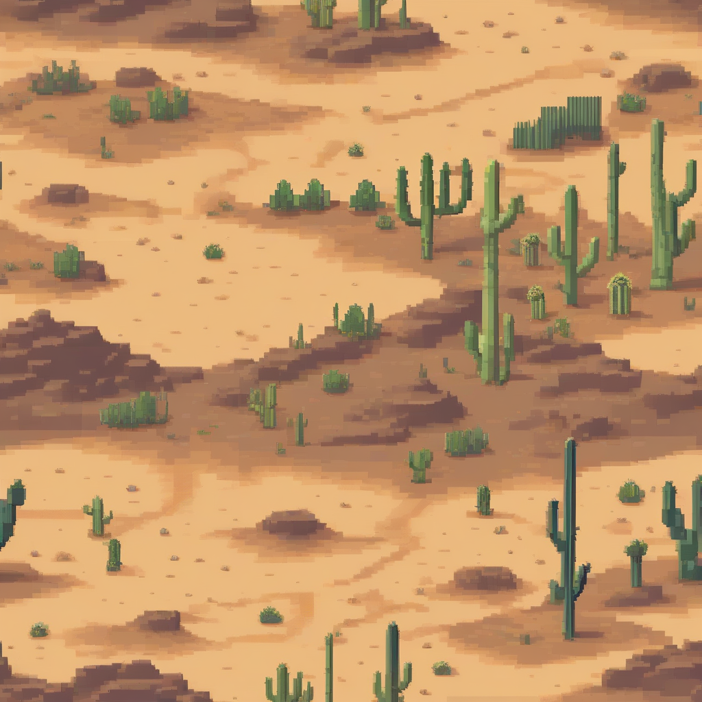 pixel art desert terrain with cactus and small animals by मुफ्त एआई छवि जनरेटर - बिना लॉगिन के✨ | AIGAZOU