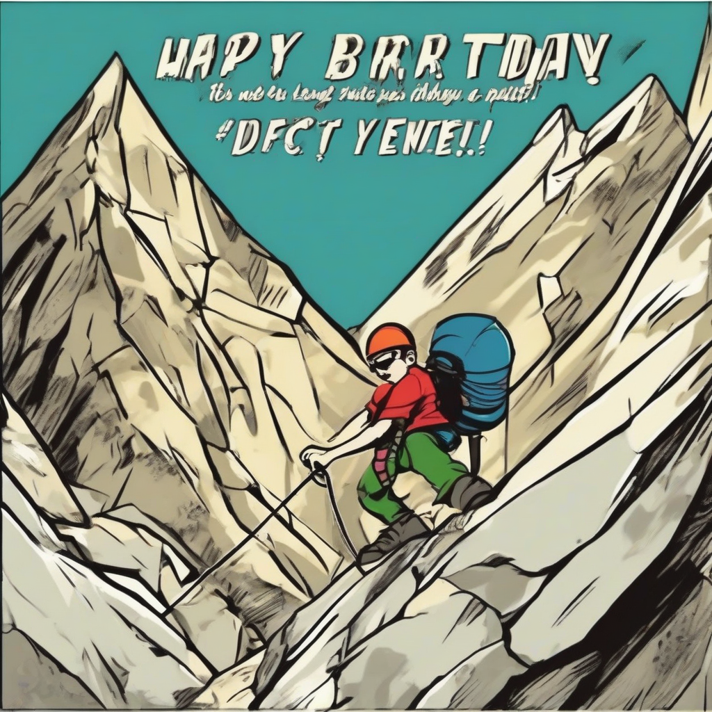 invitation to birthday climbing mountain comic style by मुफ्त एआई छवि जनरेटर - बिना लॉगिन के✨ | AIGAZOU