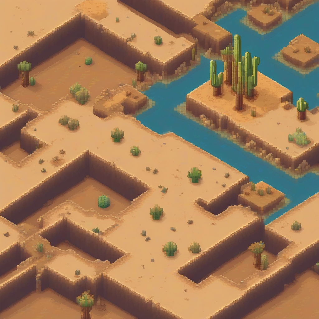 pixel style desert terrain 2d overhead view by Générateur d'images par IA gratuit - Aucune connexion nécessaire✨ | AIGAZOU