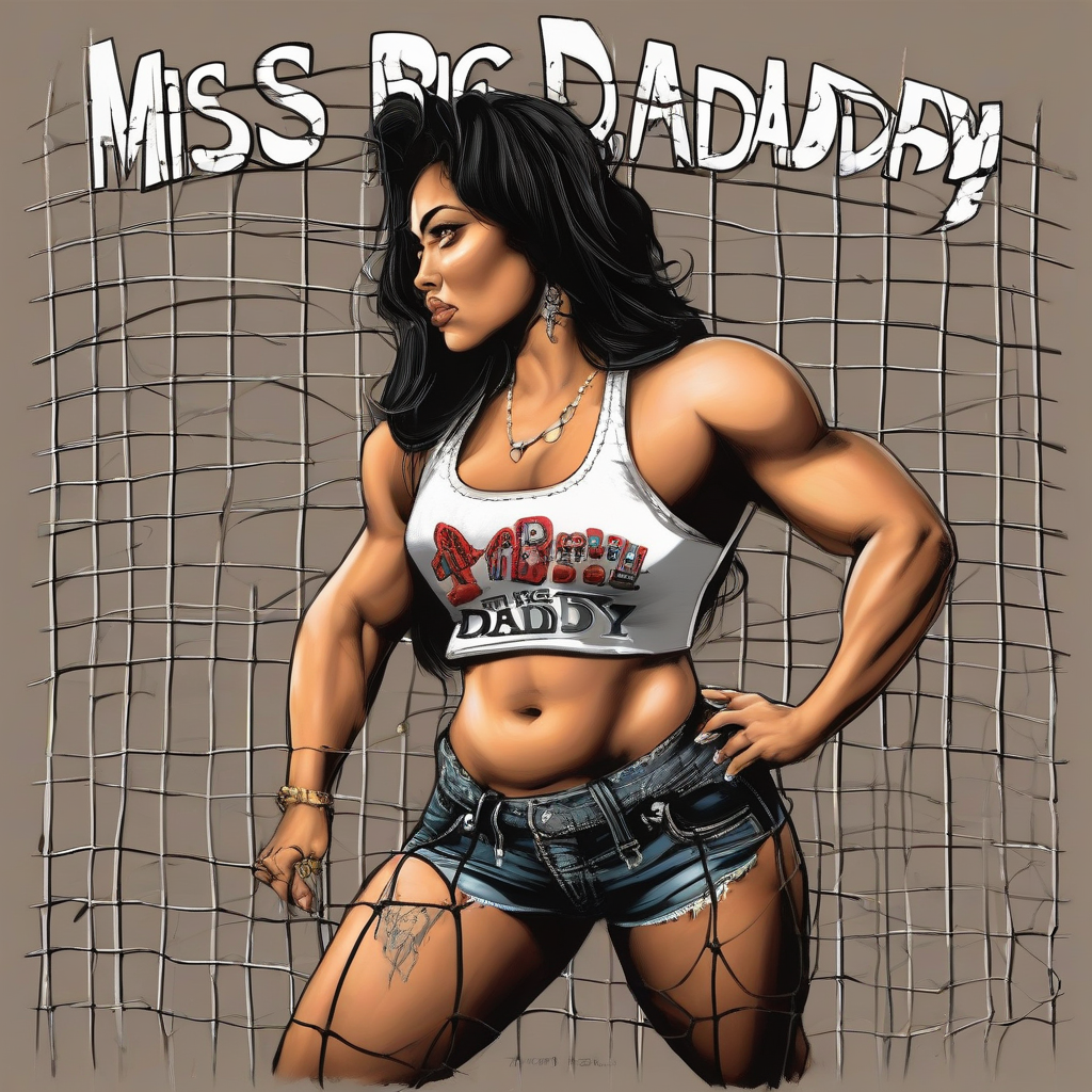 big muscle mexican woman in tank top miss big daddy fence by मुफ्त एआई छवि जनरेटर - बिना लॉगिन के✨ | AIGAZOU