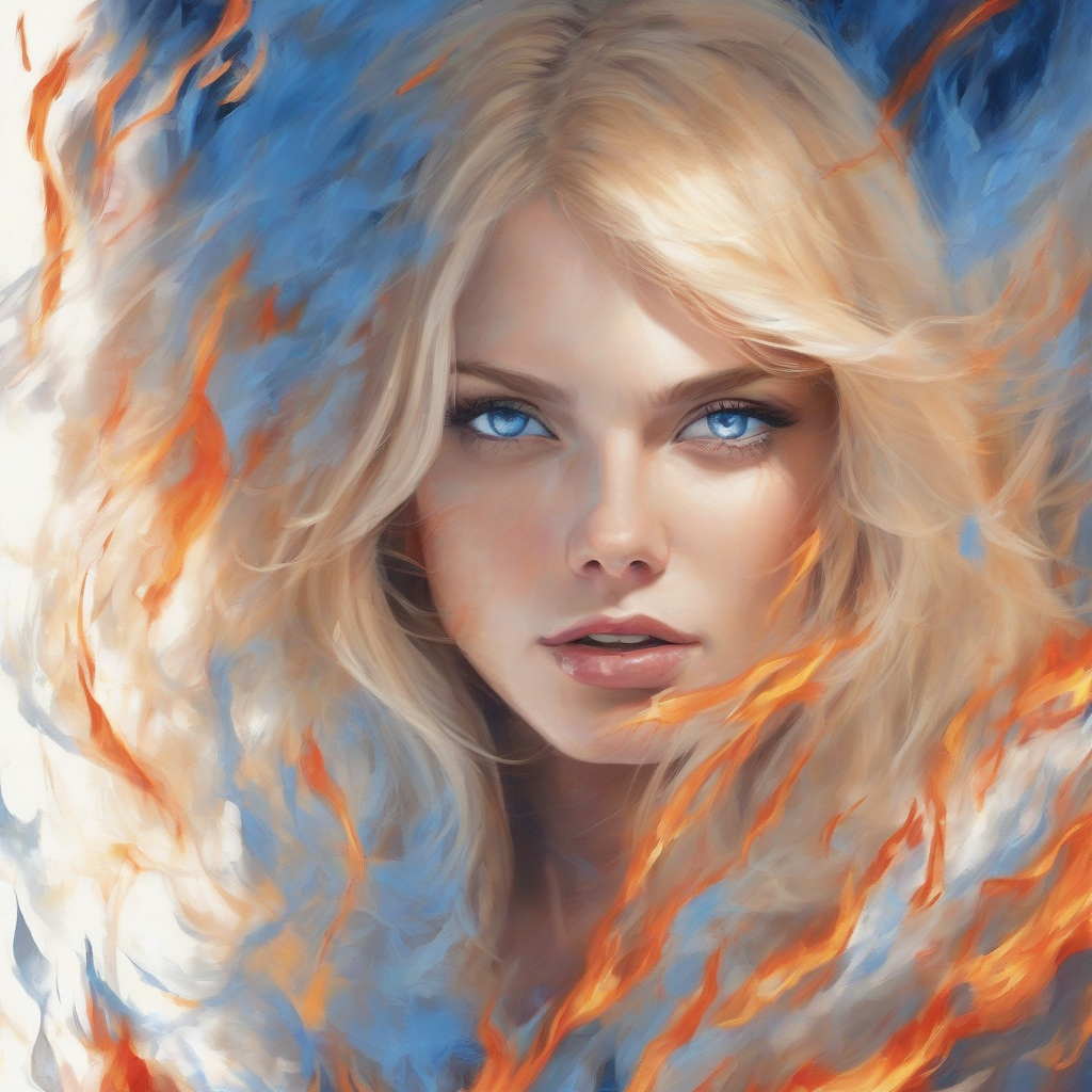 blonde woman with blazing blue eyes by मुफ्त एआई छवि जनरेटर - बिना लॉगिन के✨ | AIGAZOU