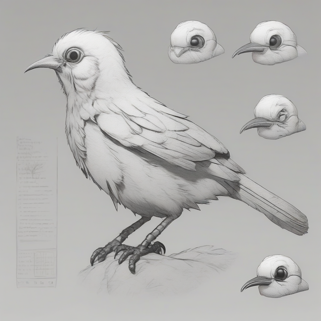 2d sketch bird anime style blender 3d model by मुफ्त एआई छवि जनरेटर - बिना लॉगिन के✨ | AIGAZOU