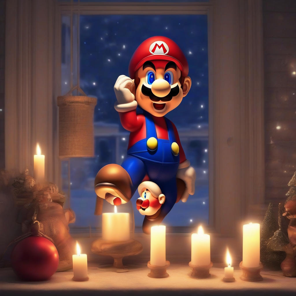 super mario on the first advent in candlelight by मुफ्त एआई छवि जनरेटर - बिना लॉगिन के✨ | AIGAZOU