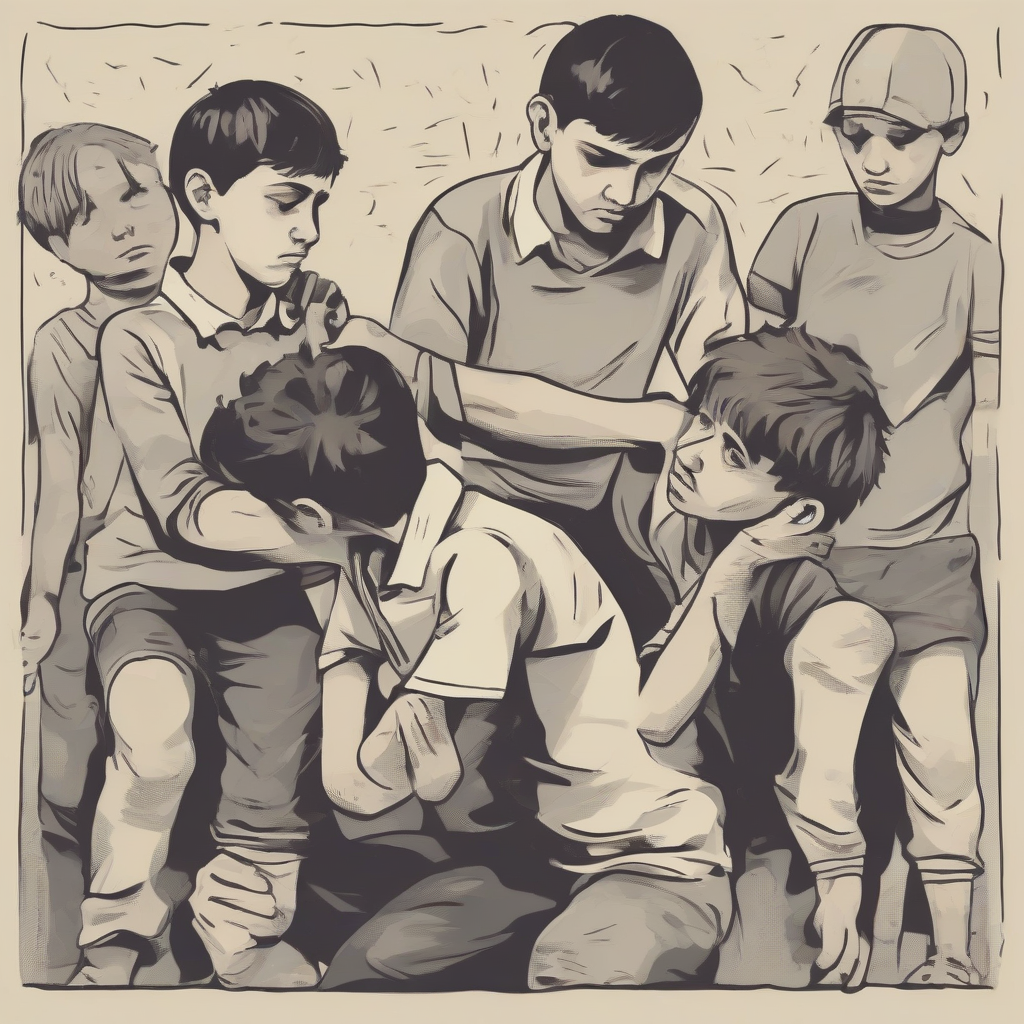 adolescents fighting with autistic boy by Générateur d'images par IA gratuit - Aucune connexion nécessaire✨ | AIGAZOU