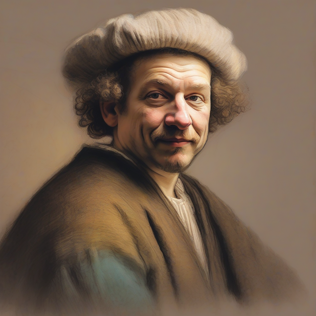 rembrandt harmenszoon van rijn portrait pastel illustration by Générateur d'images par IA gratuit - Aucune connexion nécessaire✨ | AIGAZOU