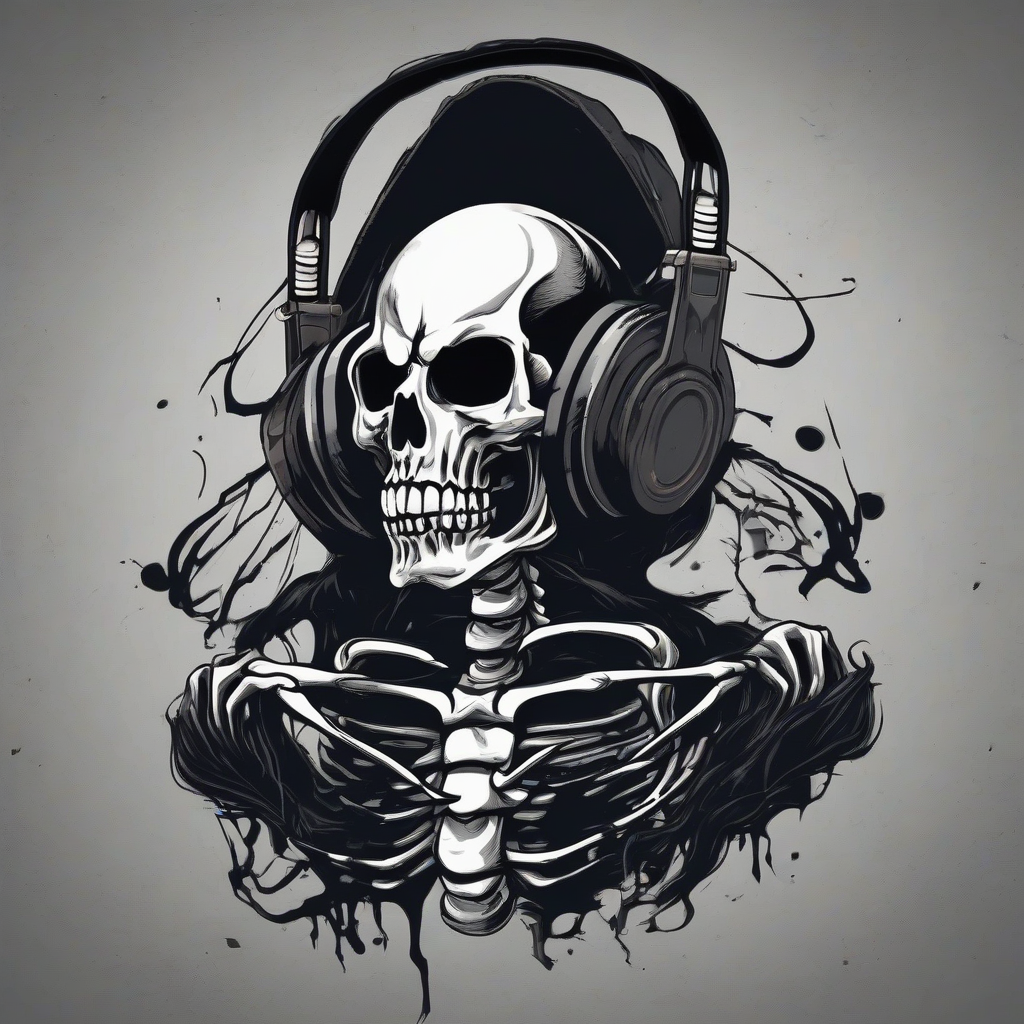 black background tough headphones skeleton by मुफ्त एआई छवि जनरेटर - बिना लॉगिन के✨ | AIGAZOU