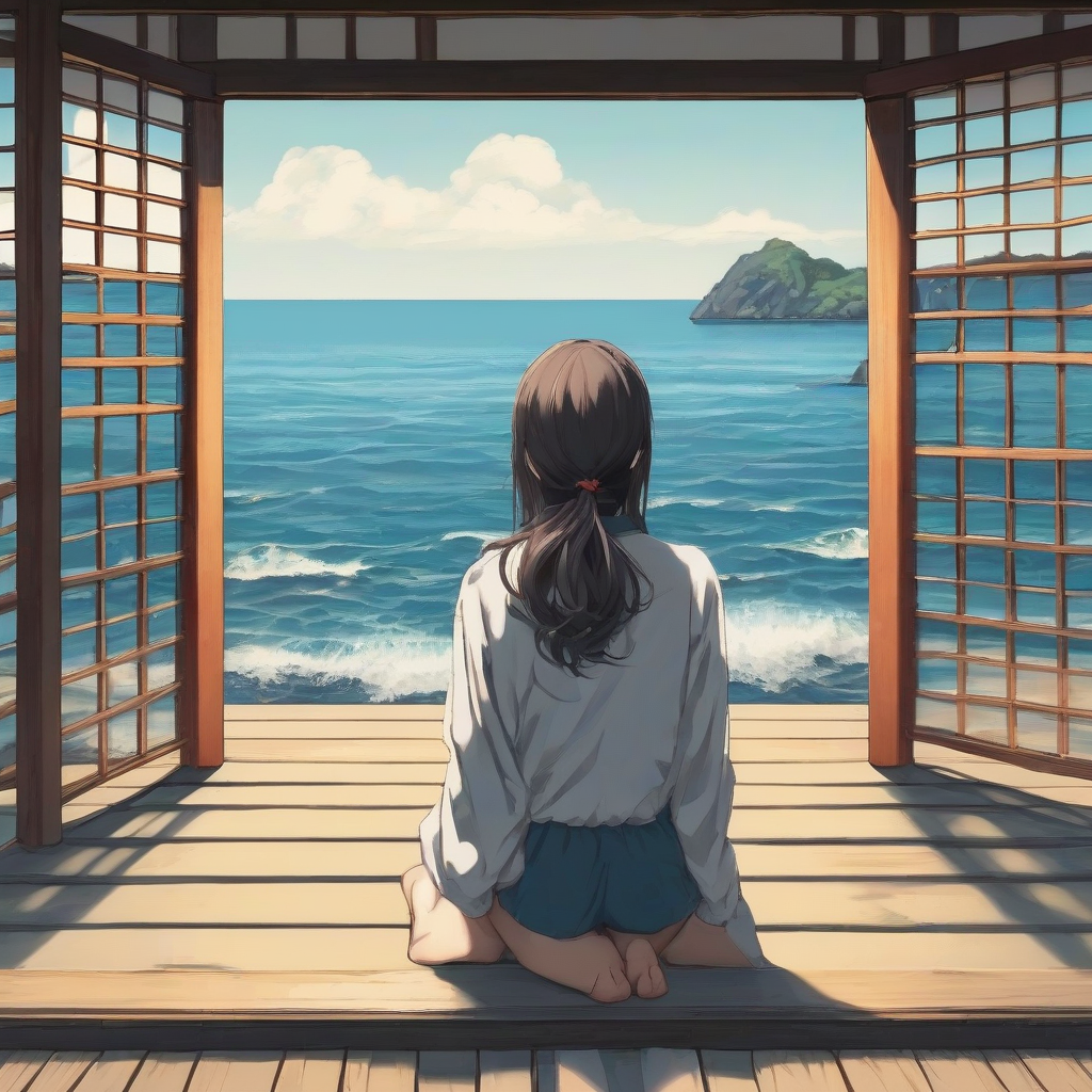 a japanese girl looking at the sea by मुफ्त एआई छवि जनरेटर - बिना लॉगिन के✨ | AIGAZOU