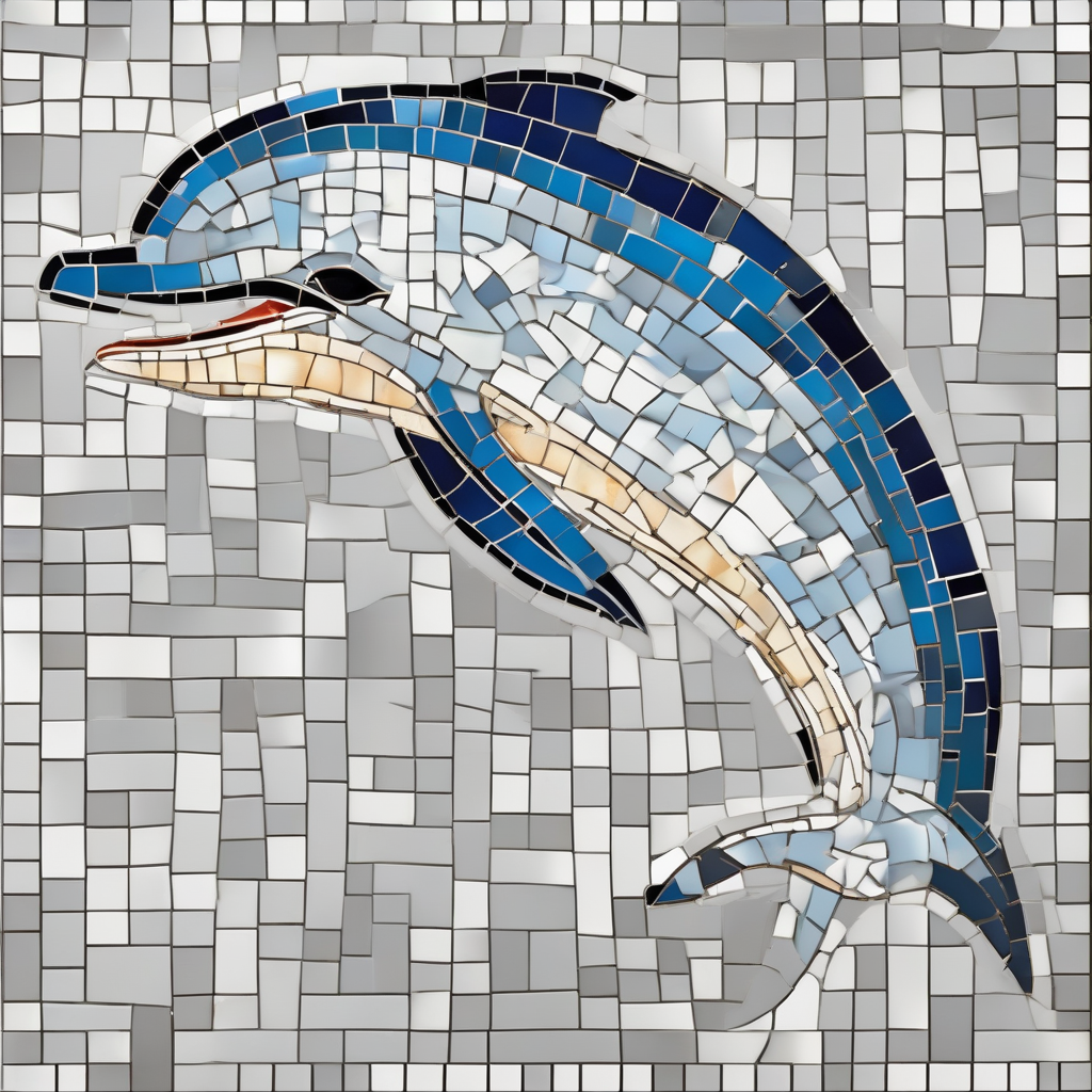 mosaic dolphin white background head right outline only by मुफ्त एआई छवि जनरेटर - बिना लॉगिन के✨ | AIGAZOU