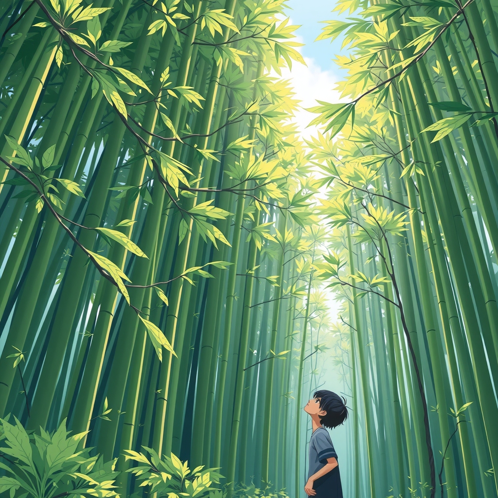 bamboo forest looking up at the sky by मुफ्त एआई छवि जनरेटर - बिना लॉगिन के✨ | AIGAZOU