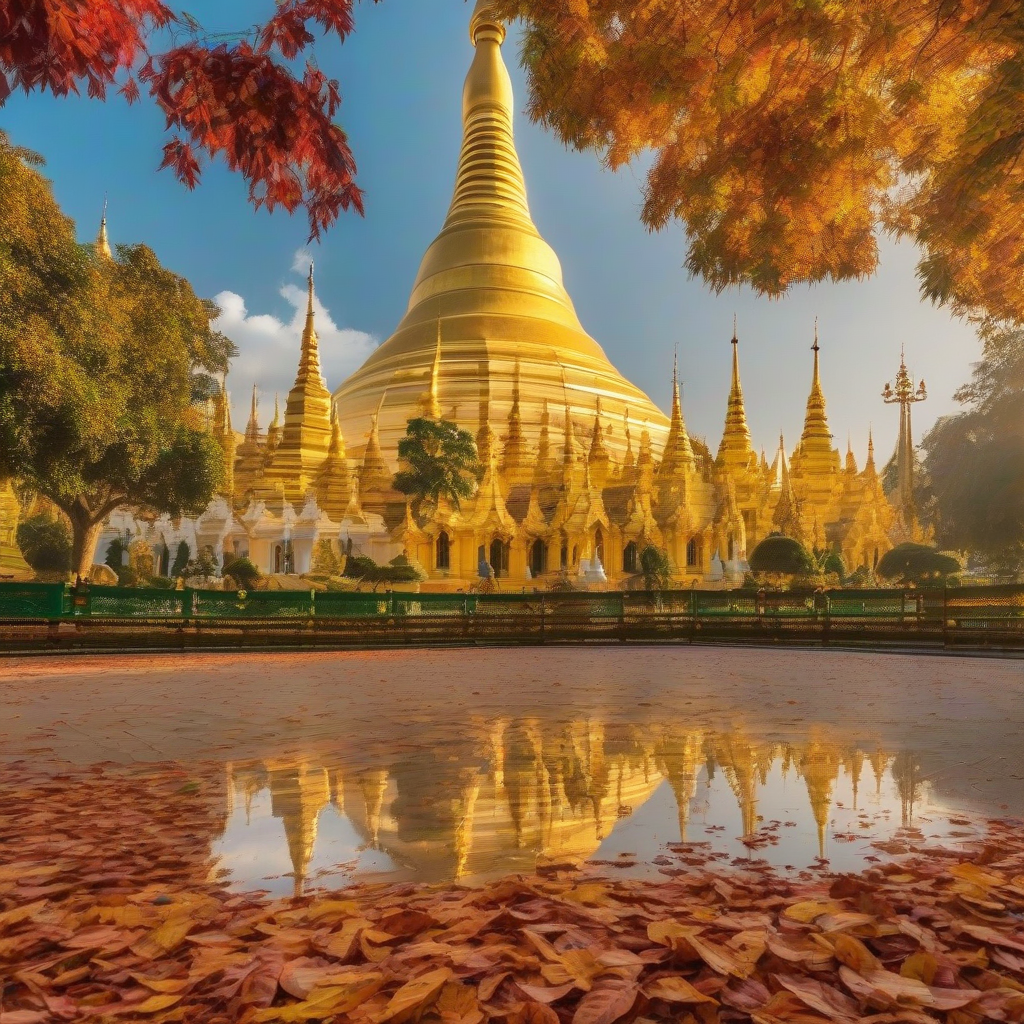 autumn scenery shwedagon pagoda myanmar by मुफ्त एआई छवि जनरेटर - बिना लॉगिन के✨ | AIGAZOU