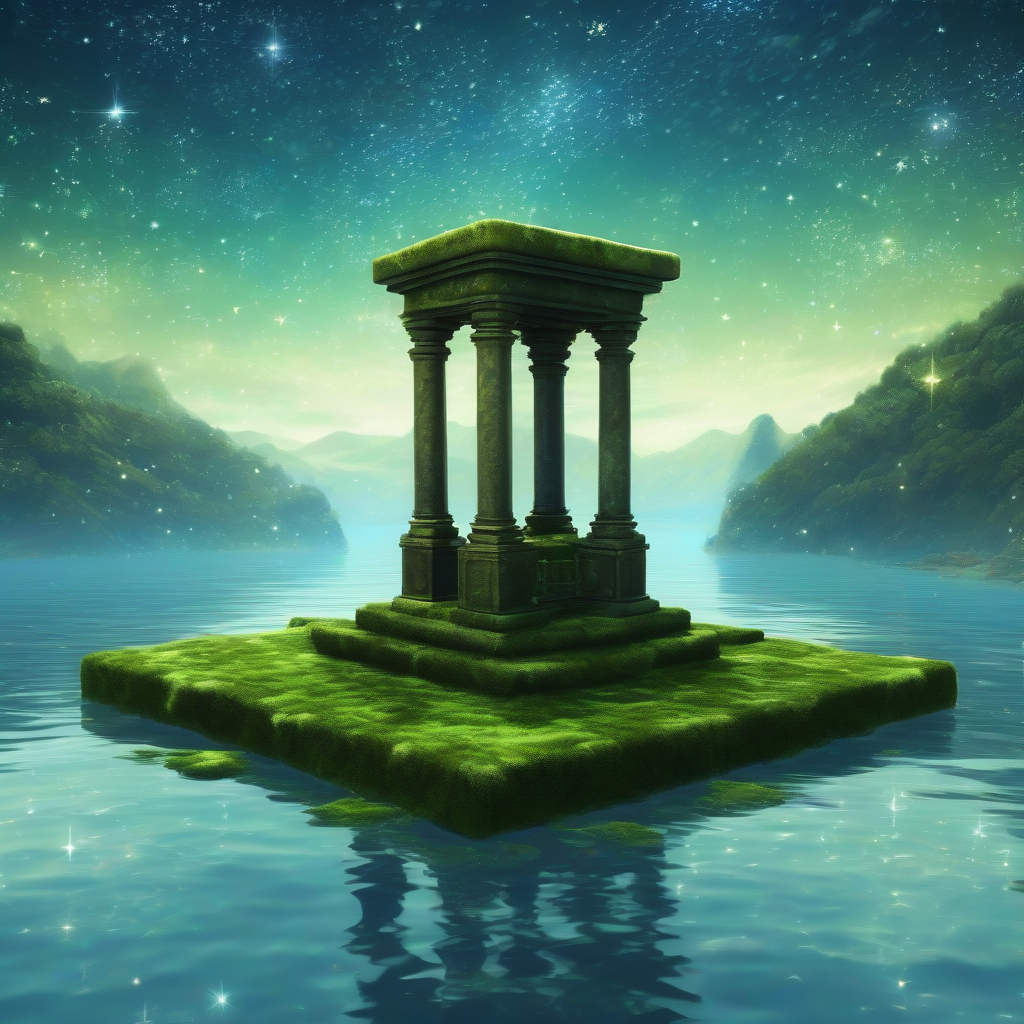 fantasy background starry sky endless water mossy pedestal by मुफ्त एआई छवि जनरेटर - बिना लॉगिन के✨ | AIGAZOU