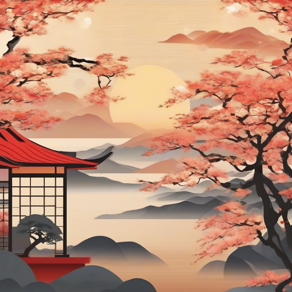 create a cool japanese style image with new year atmosphere include an image that evokes the first sunrise by मुफ्त एआई छवि जनरेटर - बिना लॉगिन के✨ | AIGAZOU