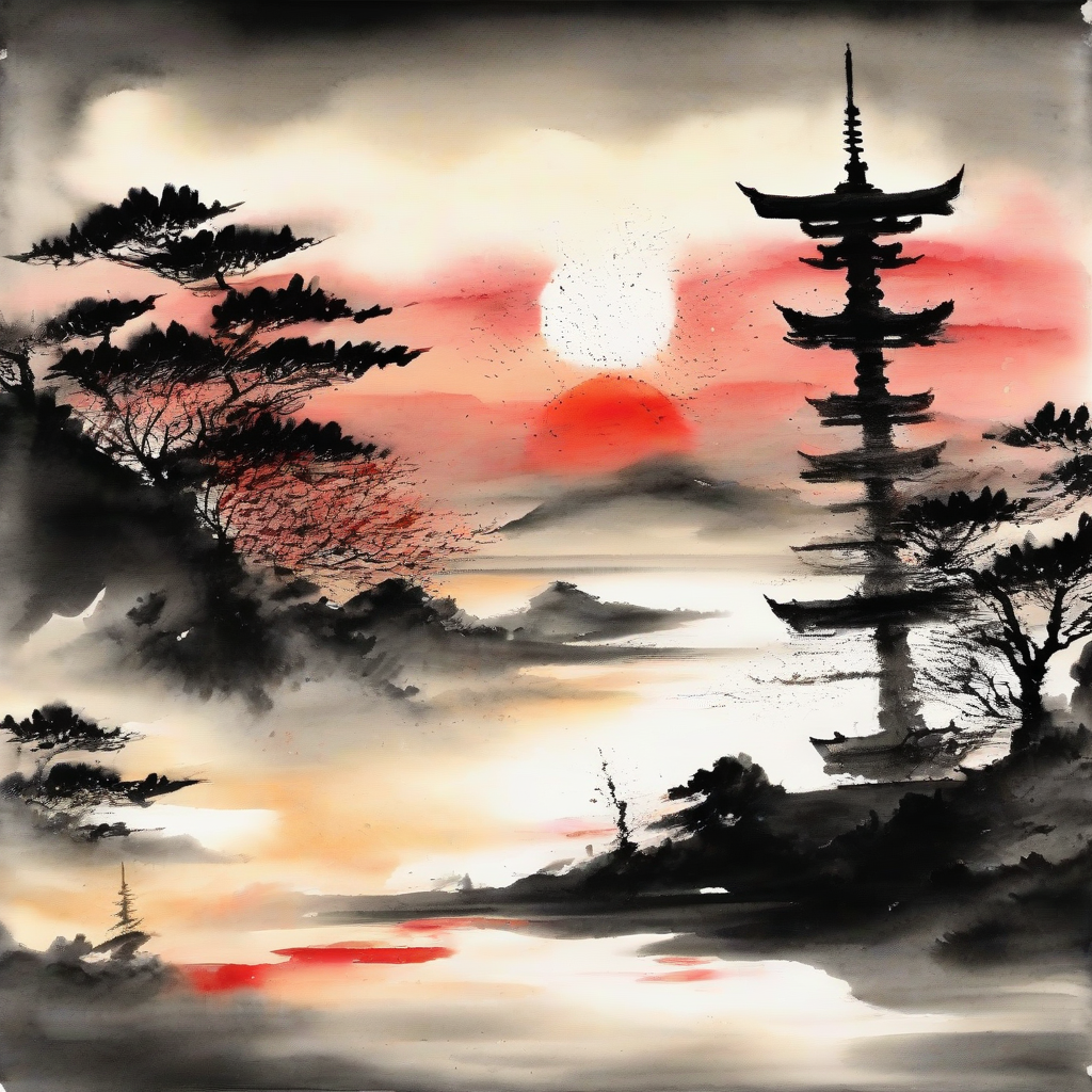 ink painting sunrise japanese new year by मुफ्त एआई छवि जनरेटर - बिना लॉगिन के✨ | AIGAZOU