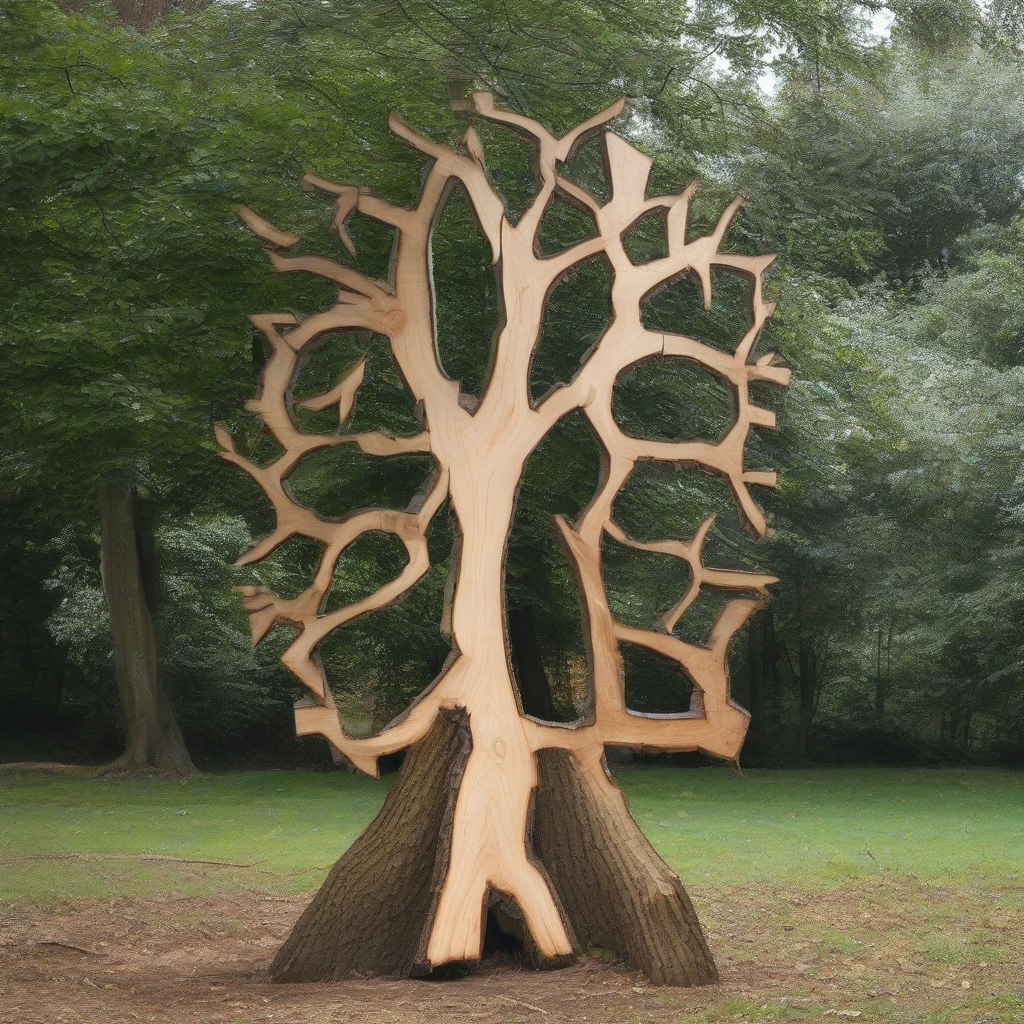 a tree cut at the trunk and replaced by a mirror following the initial tree shape by मुफ्त एआई छवि जनरेटर - बिना लॉगिन के✨ | AIGAZOU