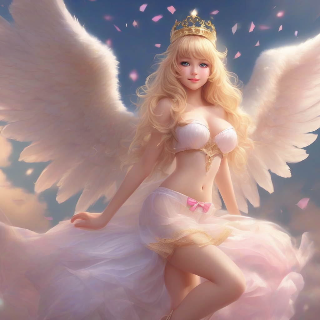 beautiful teenage angel with fluffy wings by मुफ्त एआई छवि जनरेटर - बिना लॉगिन के✨ | AIGAZOU