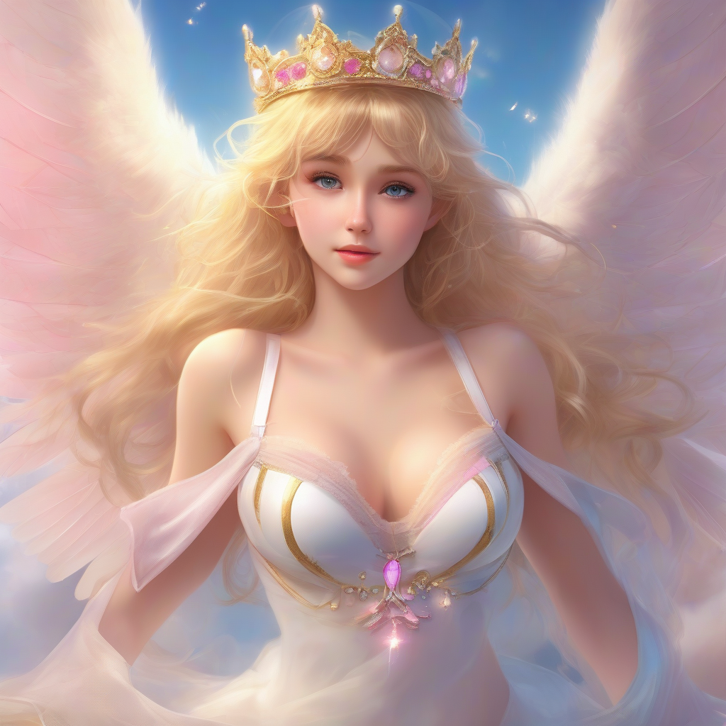 photorealistic angel with fluffy wings and golden tiara by मुफ्त एआई छवि जनरेटर - बिना लॉगिन के✨ | AIGAZOU