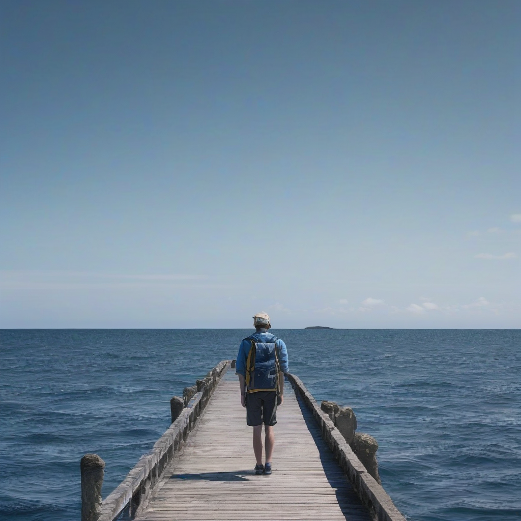 man with back view staring at horizon from mooring pier by मुफ्त एआई छवि जनरेटर - बिना लॉगिन के✨ | AIGAZOU