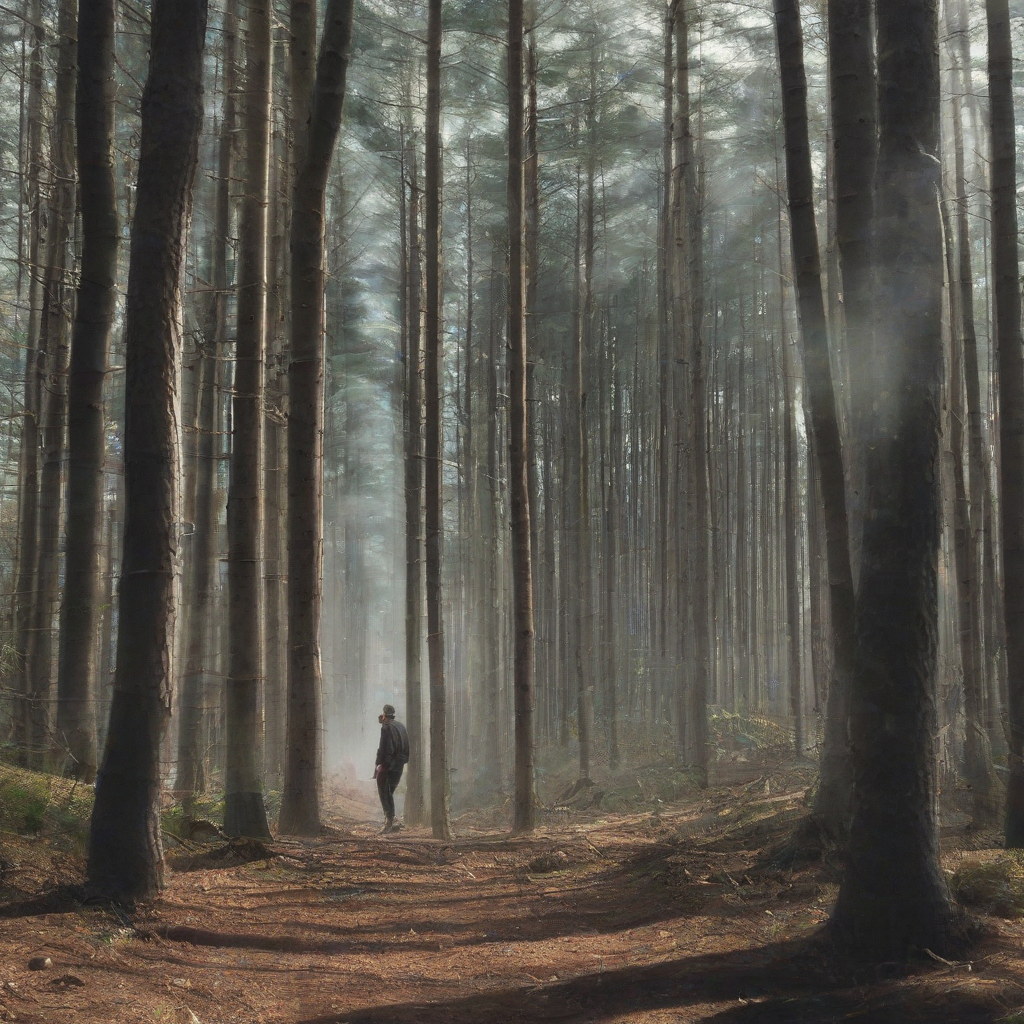 a man moves through a forest by मुफ्त एआई छवि जनरेटर - बिना लॉगिन के✨ | AIGAZOU