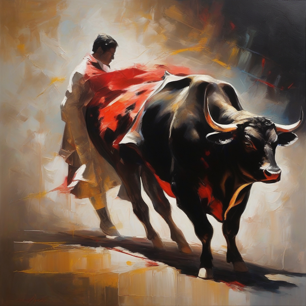 oil painting bullfight modern contemporary style by मुफ्त एआई छवि जनरेटर - बिना लॉगिन के✨ | AIGAZOU