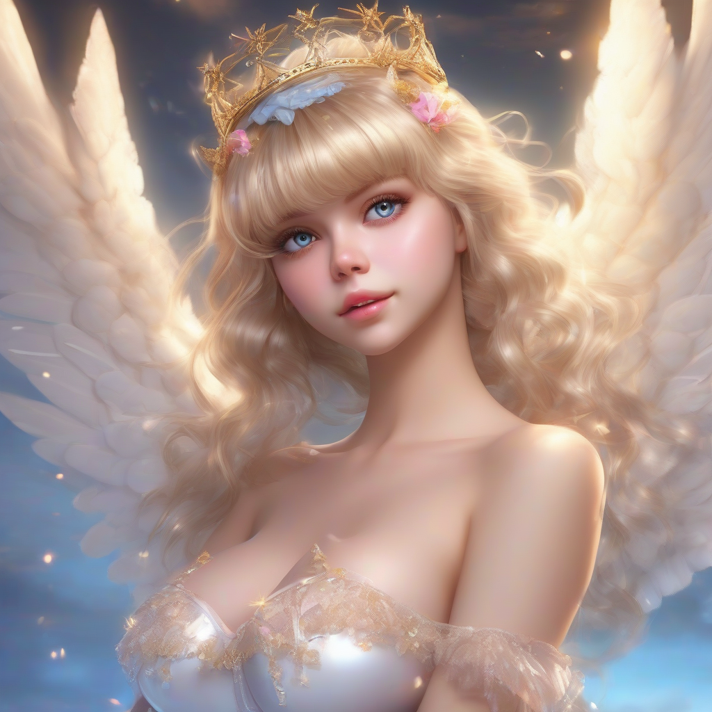 photorealistic angel with fluffy wings and golden tiara by मुफ्त एआई छवि जनरेटर - बिना लॉगिन के✨ | AIGAZOU