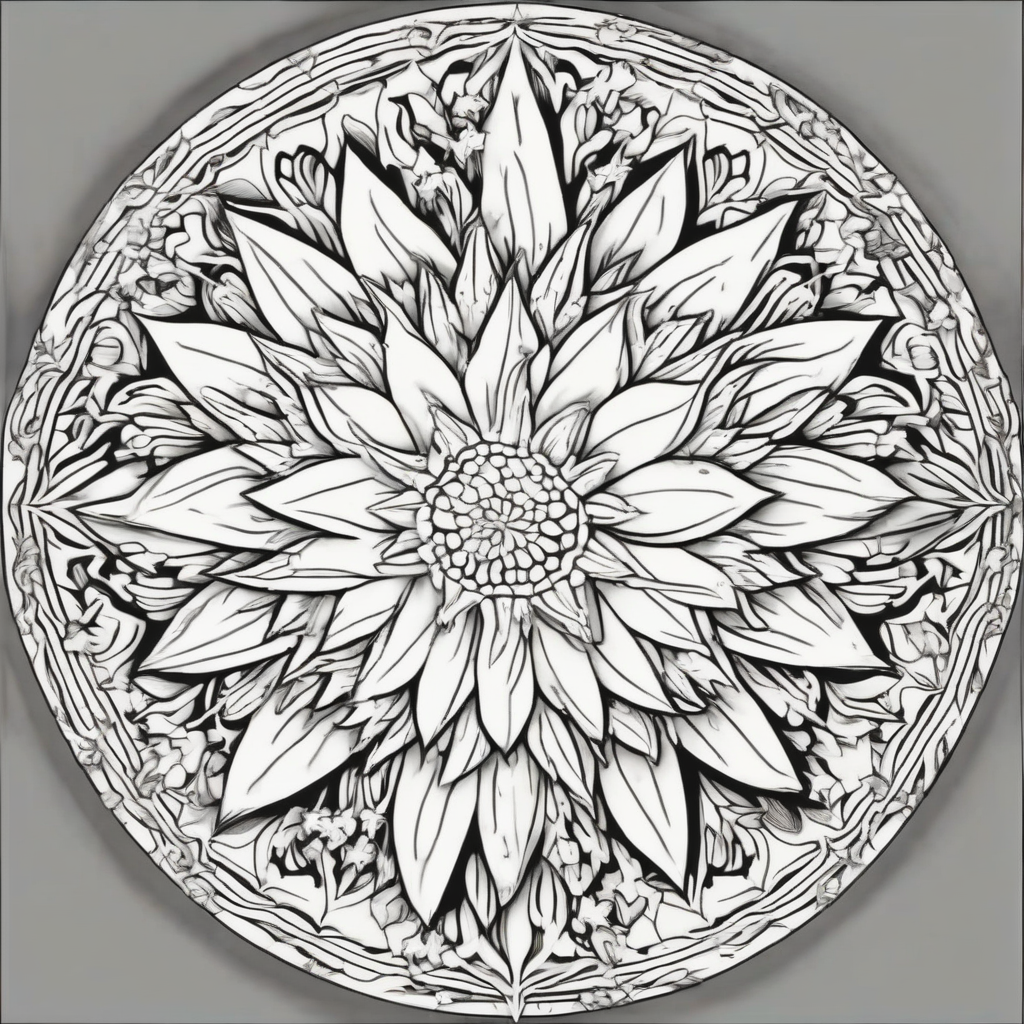 mandala with edelweiss in the center no colors by मुफ्त एआई छवि जनरेटर - बिना लॉगिन के✨ | AIGAZOU