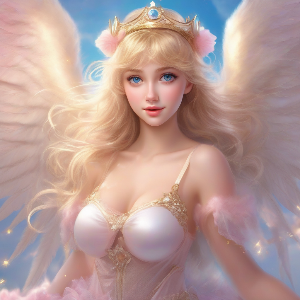 photorealistic angel with fluffy wings and golden tiara by मुफ्त एआई छवि जनरेटर - बिना लॉगिन के✨ | AIGAZOU