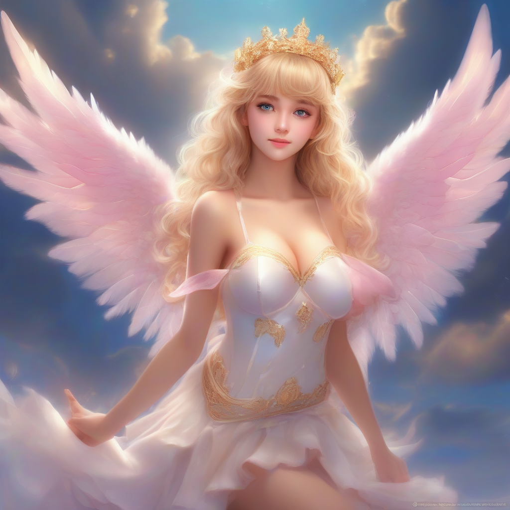 photorealistic angel with fluffy wings and golden tiara by मुफ्त एआई छवि जनरेटर - बिना लॉगिन के✨ | AIGAZOU