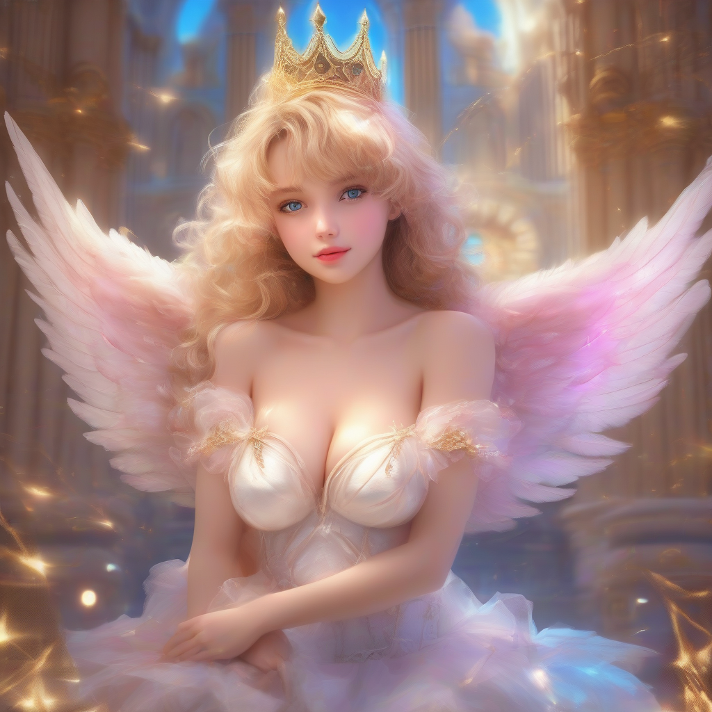 photorealistic angel with pink wings and golden tiara by मुफ्त एआई छवि जनरेटर - बिना लॉगिन के✨ | AIGAZOU