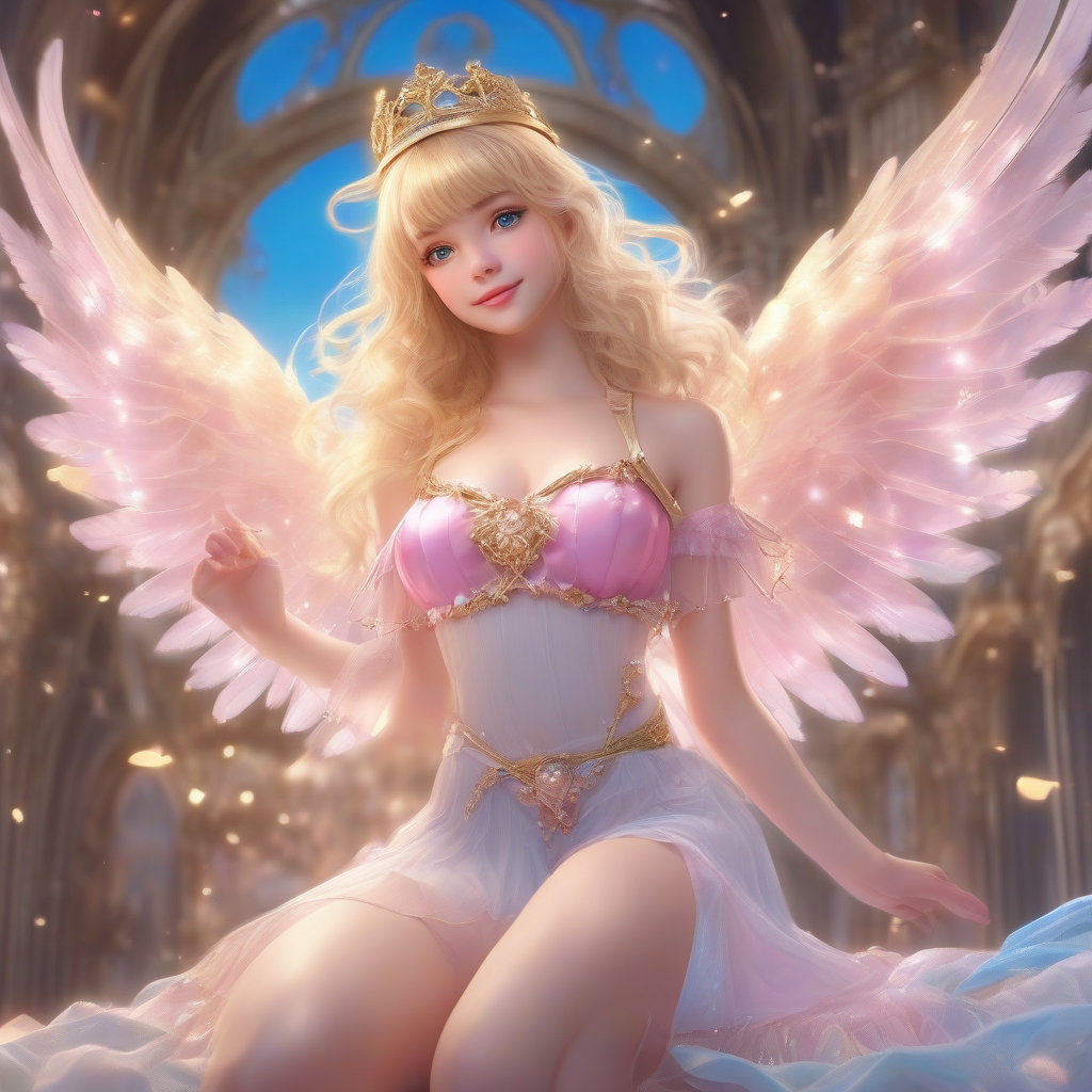 angelic young woman with golden hair and big breasts by मुफ्त एआई छवि जनरेटर - बिना लॉगिन के✨ | AIGAZOU