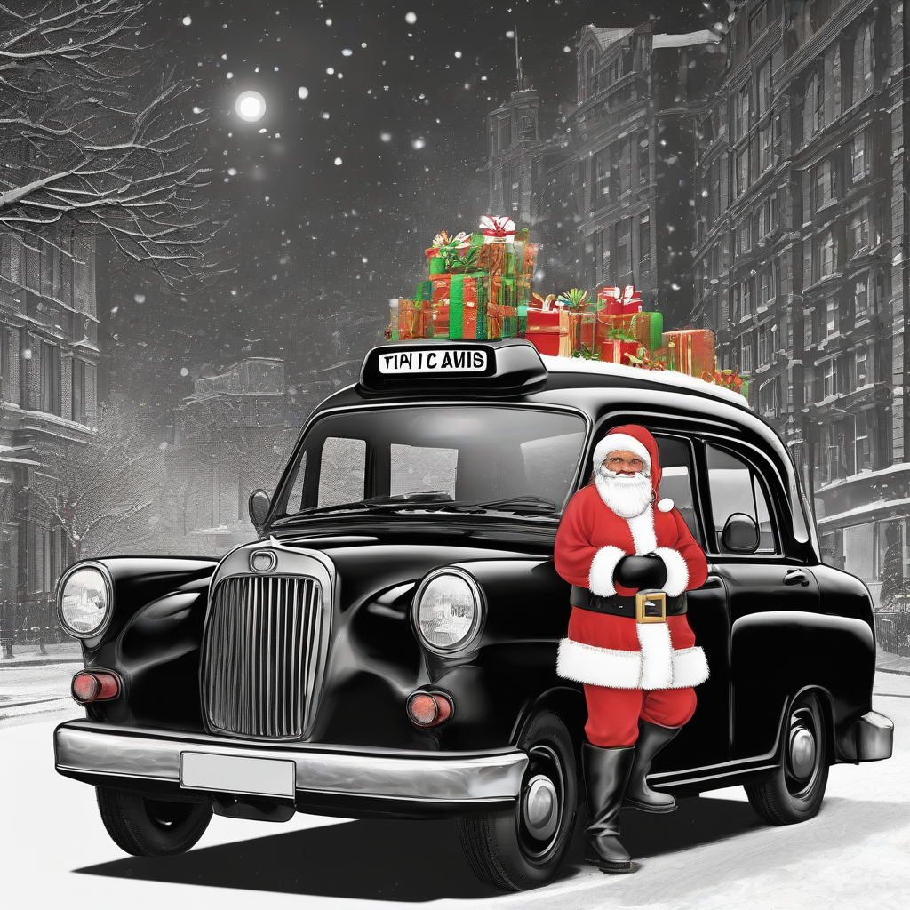 der nikolaus kommt mit einem schwarzen taxi by मुफ्त एआई छवि जनरेटर - बिना लॉगिन के✨ | AIGAZOU