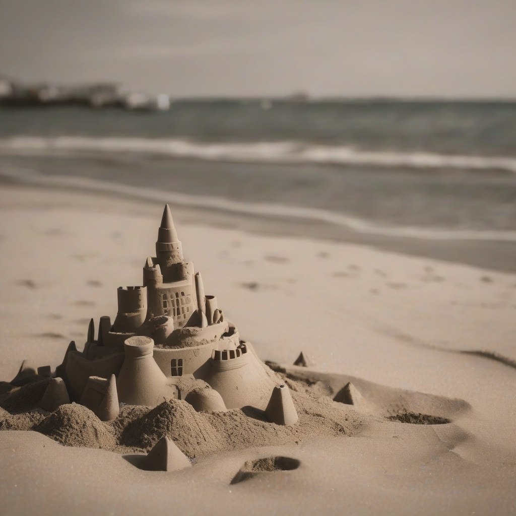 sand castles by the beach by मुफ्त एआई छवि जनरेटर - बिना लॉगिन के✨ | AIGAZOU