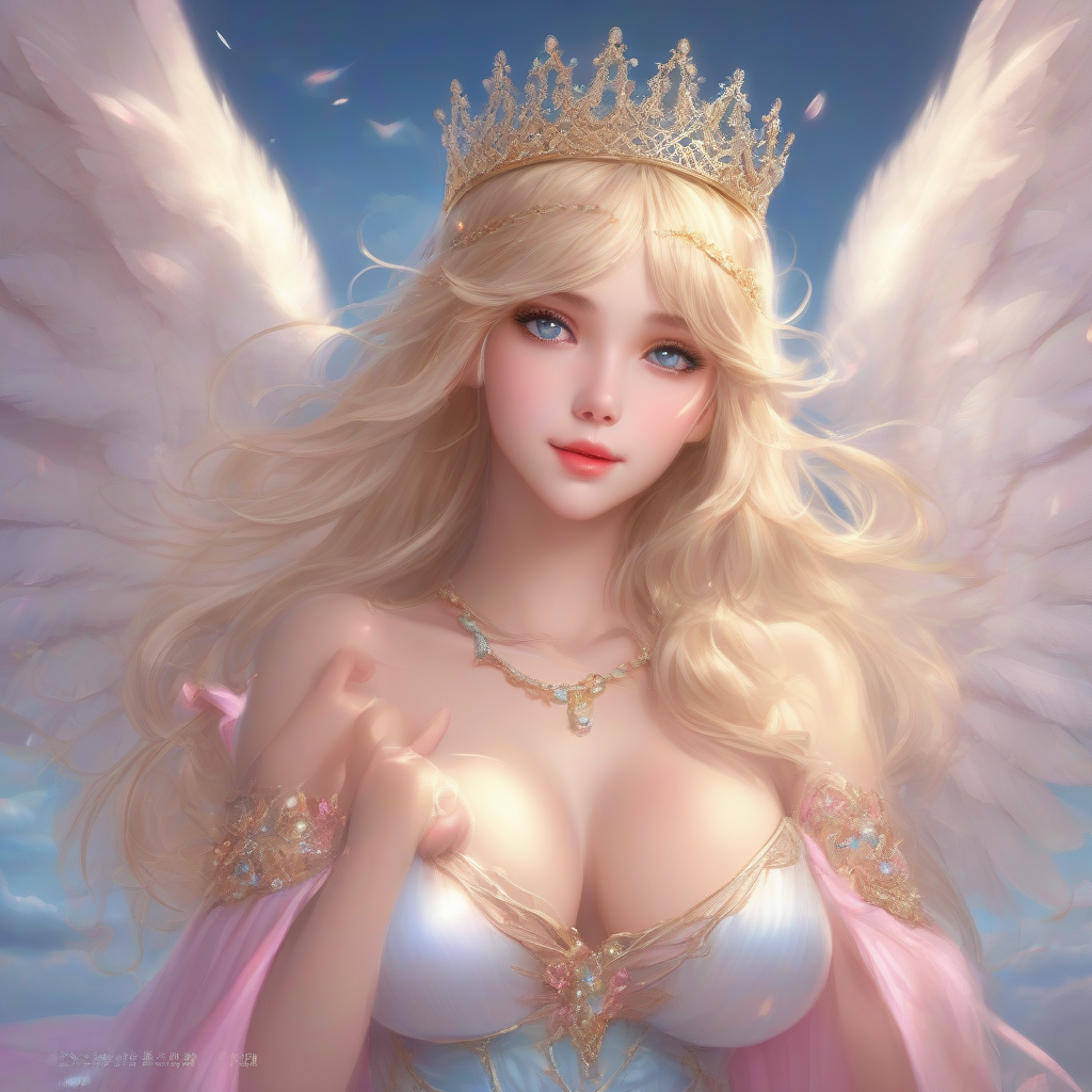 angelic young woman with long blonde hair and big breasts by Générateur d'images par IA gratuit - Aucune connexion nécessaire✨ | AIGAZOU