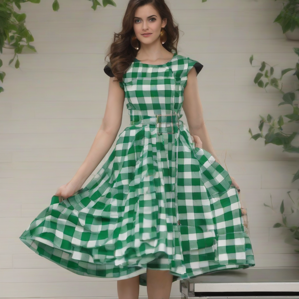 green checkered dress by मुफ्त एआई छवि जनरेटर - बिना लॉगिन के✨ | AIGAZOU