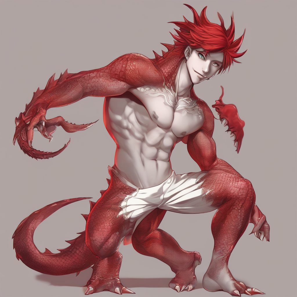 red sexy dragon boy without clothes by मुफ्त एआई छवि जनरेटर - बिना लॉगिन के✨ | AIGAZOU